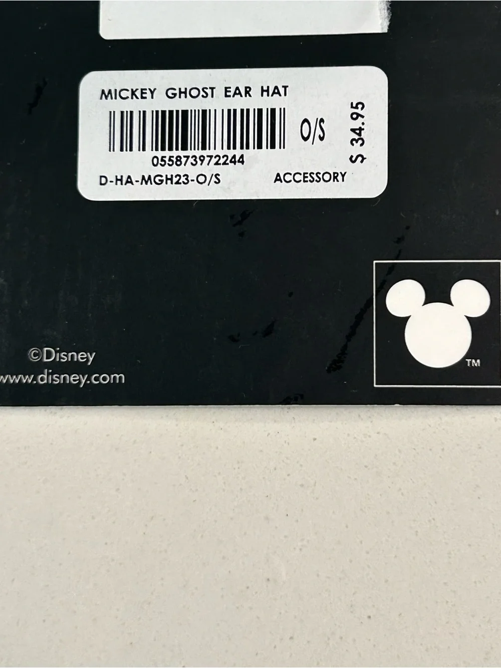 Disney Cakeworthy Mickey Mouse Ghost Ears Hat Cap Boo White Faux Leather NWT